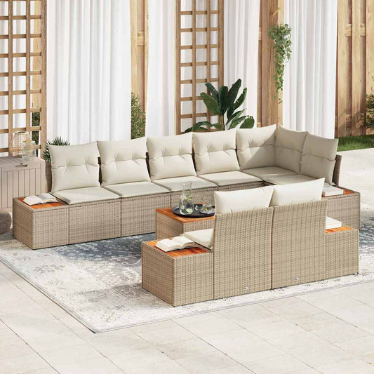 Garten-Sofa-Set 9 pcs Beige und Creme 319 x 154 x 85 cm
