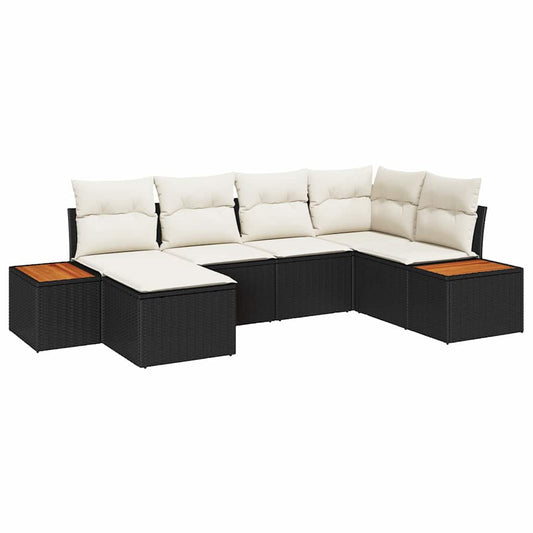 Garten-Sofa-Set 6 pcs Schwarz und Creme 264 x 154 x 85 cm
