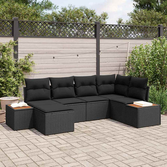 Garten-Sofa-Set 6 pcs Schwarz 264 x 154 x 85 cm Poly Rattan