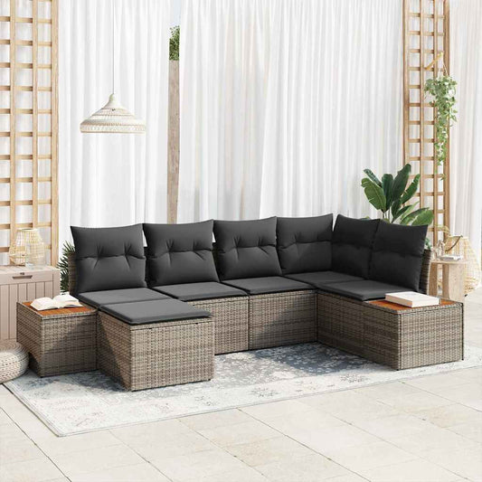 Garten-Sofa-Set 6 pcs Grau 264 x 154 x 85 cm Poly Rattan