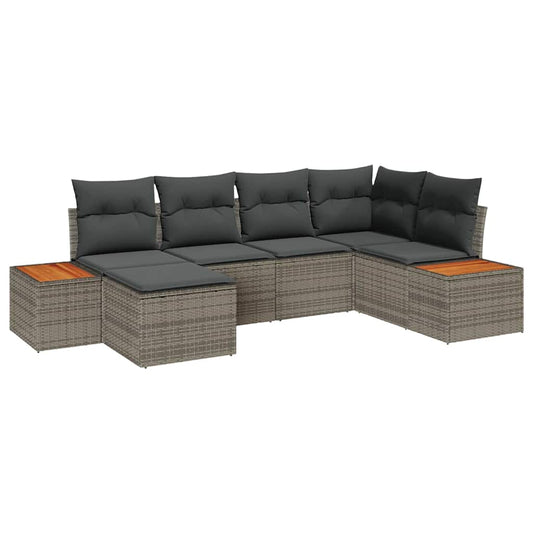 Garten-Sofa-Set 6 pcs Grau 264 x 154 x 85 cm Poly Rattan