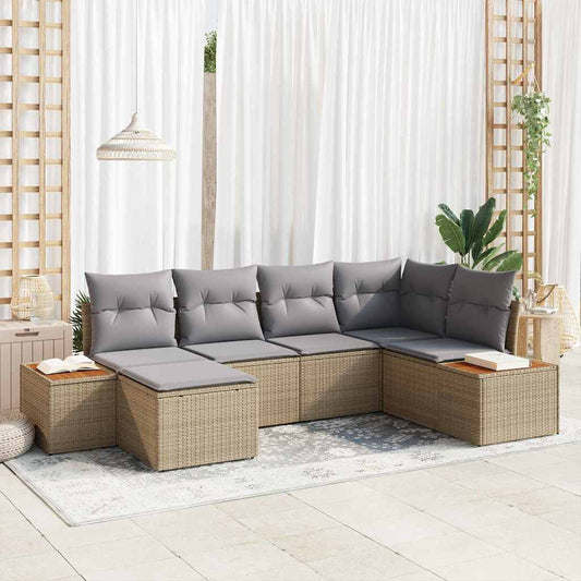 Garten-Sofa-Set 6 pcs Beige und Hellgrau 264 x 154 x 85 cm