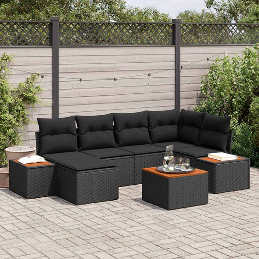 Garten-Sofa-Set 7 pcs Schwarz 264 x 154 x 85 cm Poly Rattan