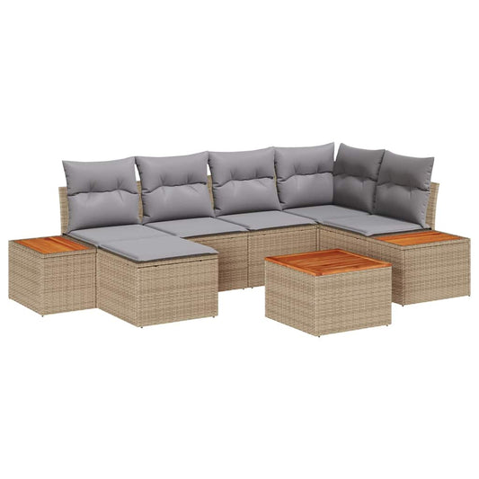 Garten-Sofa-Set 7 pcs Beige und Hellgrau 264 x 154 x 85 cm