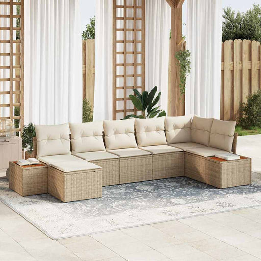 Garten-Sofa-Set 7 pcs Beige und Creme 319 x 154 x 85 cm