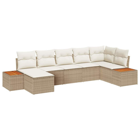 Garten-Sofa-Set 7 pcs Beige und Creme 319 x 154 x 85 cm