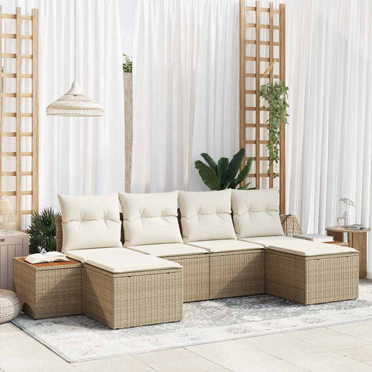 Garten-Sofa-Set 6 pcs Beige und Creme 184 x 62 x 85 cm