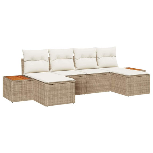 Garten-Sofa-Set 6 pcs Beige und Creme 184 x 62 x 85 cm