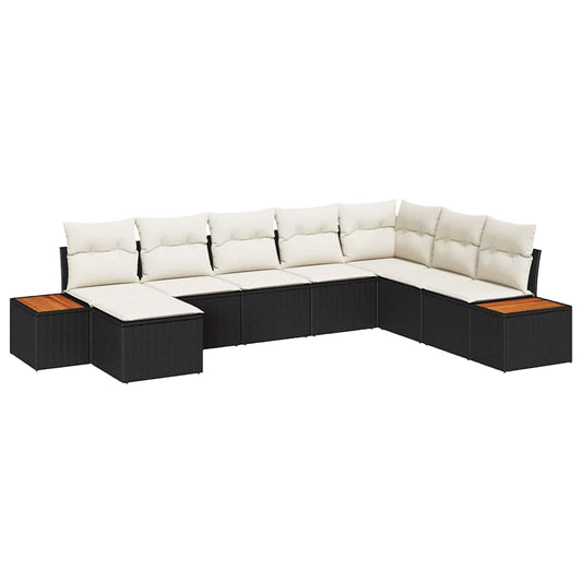 Garten-Sofa-Set 8 pcs Schwarz und Creme 319 x 209 x 85 cm