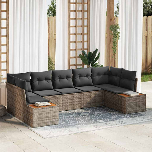 Garten-Sofa-Set 7 pcs Grau 289 x 154 x 85 cm Poly Rattan
