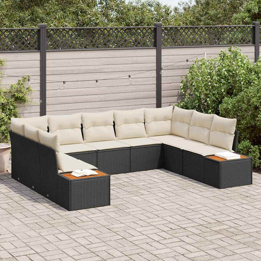 Garten-Sofa-Set 5 pcs Schwarz und Creme 289 x 209 x 85 cm