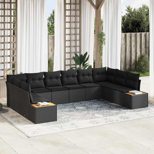 Garten-Sofa-Set 10 pcs Schwarz 344 x 209 x 85 cm Poly Rattan