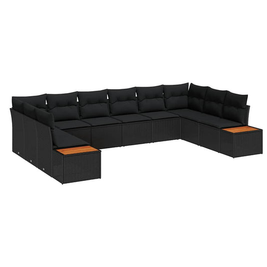 Garten-Sofa-Set 10 pcs Schwarz 344 x 209 x 85 cm Poly Rattan