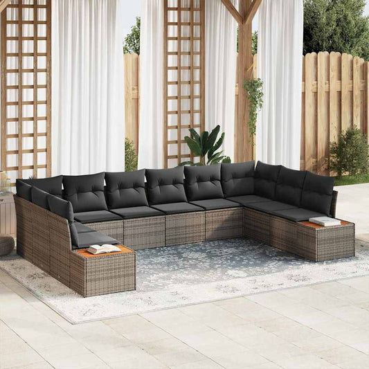 Garten-Sofa-Set 10 pcs Grau 344 x 209 x 85 cm Poly Rattan