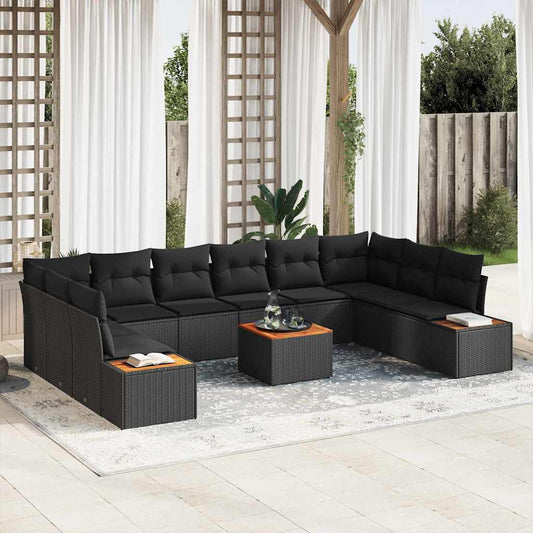 Garten-Sofa-Set 11 pcs Schwarz 344 x 209 x 85 cm Poly Rattan