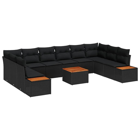Garten-Sofa-Set 11 pcs Schwarz 344 x 209 x 85 cm Poly Rattan