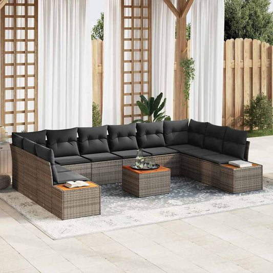 Garten-Sofa-Set 11 pcs Grau 344 x 209 x 85 cm Poly Rattan