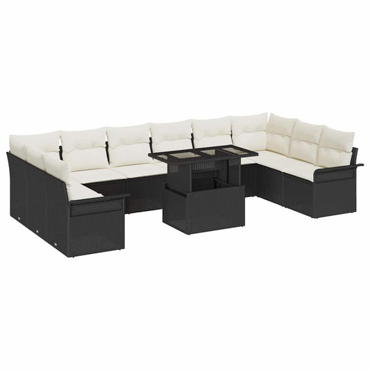 Garten-Sofa-Set 11 pcs Schwarz 100 x 55 x 73 cm Poly Rattan