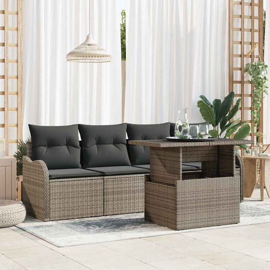 Garten-Sofa-Set 5 pcs Grau 100 x 55 x 73 cm Poly Rattan