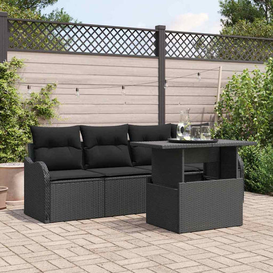 Garten-Sofa-Set 5 pcs Schwarz 100 x 55 x 73 cm Poly Rattan