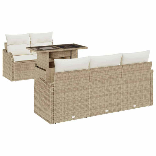 Garten-Sofa-Set 6 pcs Beige 100 x 55 x 73 cm Poly Rattan