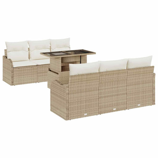 Garten-Sofa-Set 7 pcs Beige 100 x 55 x 73 cm Poly Rattan
