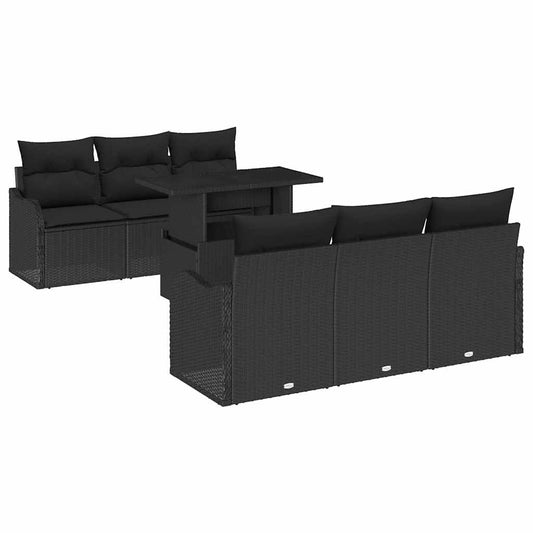 Garten-Sofa-Set 7 pcs Schwarz 100 x 55 x 73 cm Poly Rattan