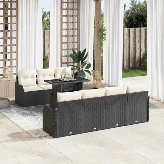 Garten-Sofa-Set 8 pcs Schwarz 100 x 55 x 73 cm Poly Rattan