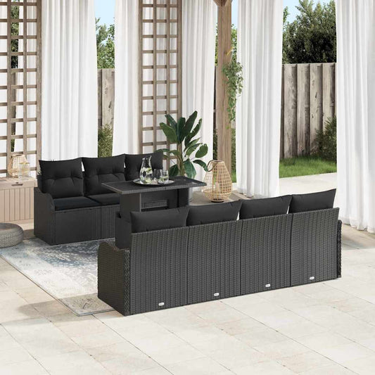 Garten-Sofa-Set 8 pcs Schwarz 100 x 55 x 73 cm Poly Rattan