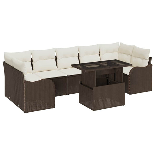 Garten-Sofa-Set 8 pcs Braun 100 x 55 x 73 cm Poly Rattan