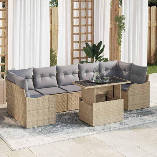 Garten-Sofa-Set 8 pcs Beige 100 x 55 x 73 cm Poly Rattan