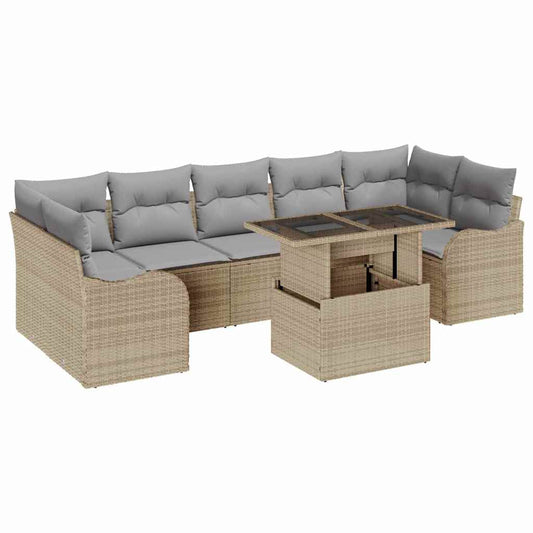 Garten-Sofa-Set 8 pcs Beige 100 x 55 x 73 cm Poly Rattan