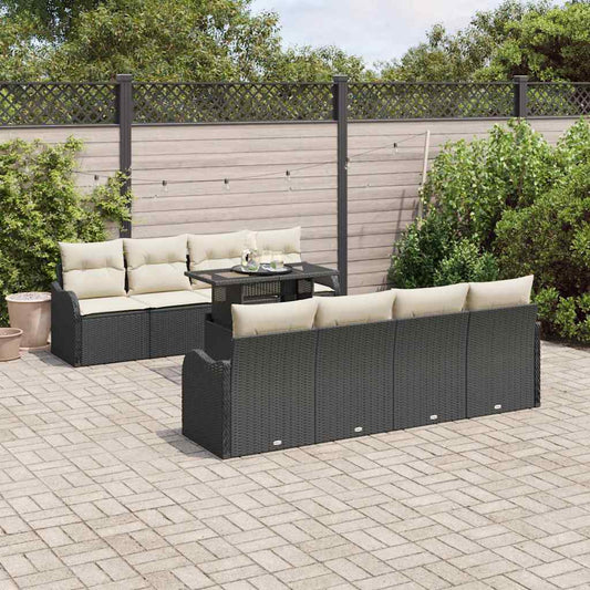 Garten-Sofa-Set 9 pcs Schwarz 100 x 55 x 73 cm Poly Rattan