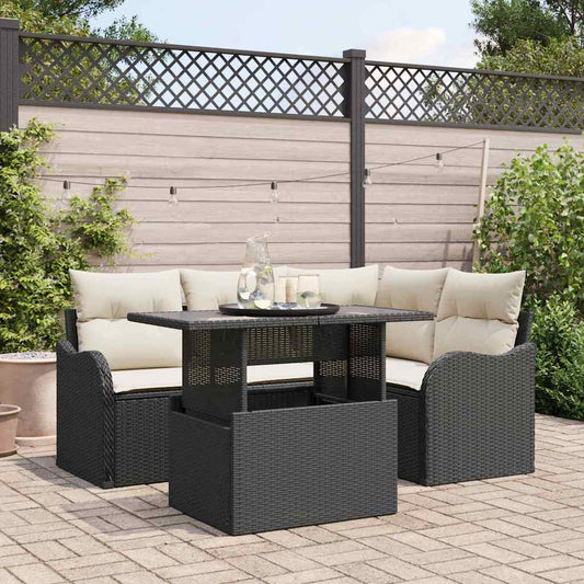 Garten-Sofa-Set 5 pcs Schwarz 100 x 55 x 73 cm Poly Rattan