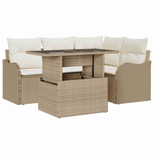 Garten-Sofa-Set 5 pcs Beige 100 x 55 x 73 cm Poly Rattan