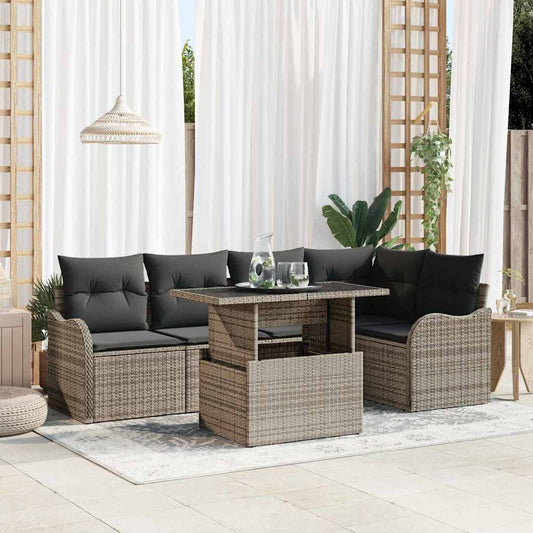 Garten-Sofa-Set 6 pcs Grau 100 x 55 x 73 cm Poly Rattan