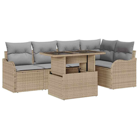Garten-Sofa-Set 6 pcs Beige 100 x 55 x 73 cm Poly Rattan