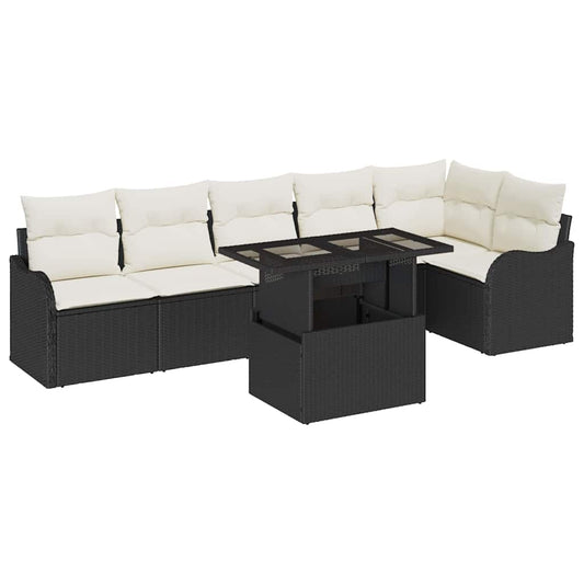 Garten-Sofa-Set 7 pcs Schwarz 100 x 55 x 73 cm Poly Rattan