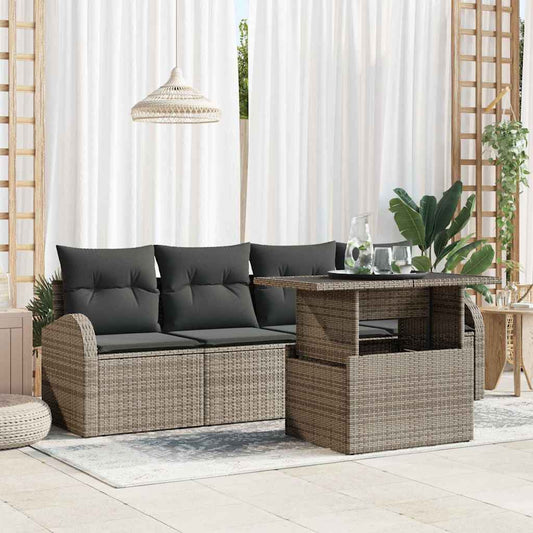 Garten-Sofa-Set 5 pcs Grau 100 x 55 x 73 cm Poly Rattan