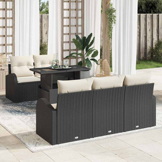 Garten-Sofa-Set 6 pcs Schwarz 100 x 55 x 73 cm Poly Rattan