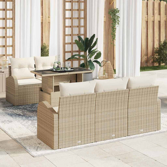 Garten-Sofa-Set 6 pcs Beige 100 x 55 x 73 cm Poly Rattan