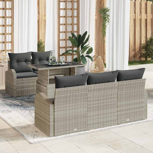 Garten-Sofa-Set 6 pcs Hellgrau 100 x 55 x 73 cm Poly Rattan