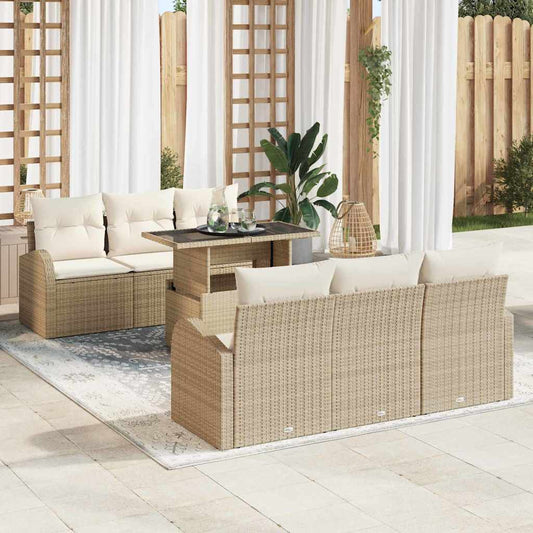 Garten-Sofa-Set 7 pcs Beige 100 x 55 x 73 cm Poly Rattan