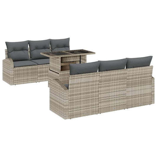 Garten-Sofa-Set 7 pcs Hellgrau 100 x 55 x 73 cm Poly Rattan