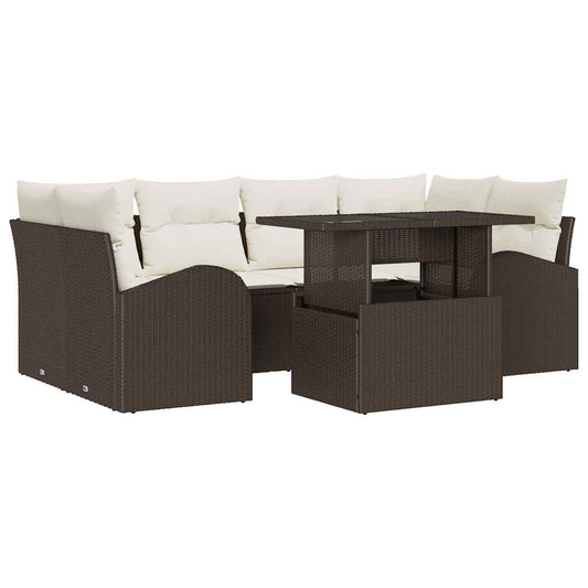 Garten-Sofa-Set 7 pcs Braun 100 x 55 x 73 cm Poly Rattan