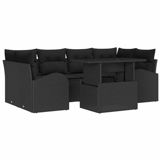 Garten-Sofa-Set 7 pcs Schwarz 100 x 55 x 73 cm Poly Rattan