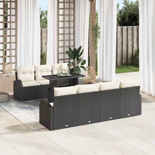 Garten-Sofa-Set 8 pcs Schwarz 100 x 55 x 73 cm Poly Rattan