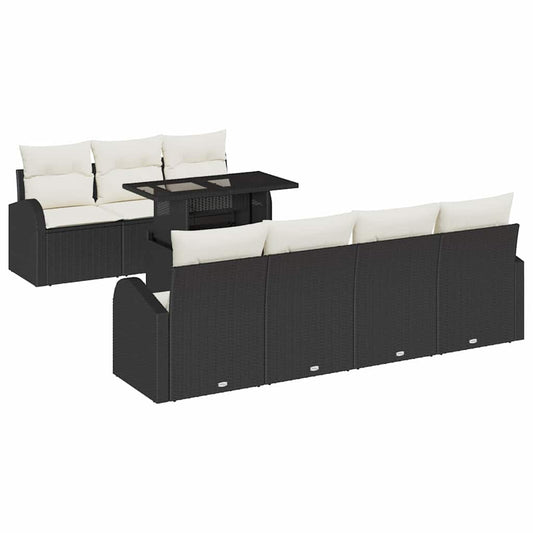 Garten-Sofa-Set 8 pcs Schwarz 100 x 55 x 73 cm Poly Rattan