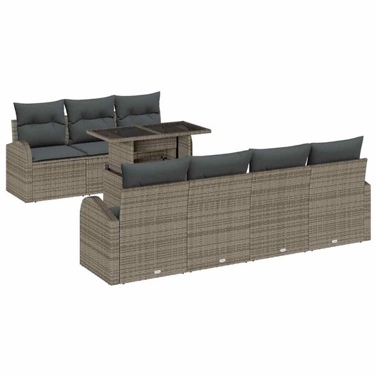 Garten-Sofa-Set 8 pcs Grau 100 x 55 x 73 cm Poly Rattan