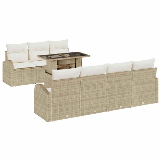 Garten-Sofa-Set 8 pcs Beige 100 x 55 x 73 cm Poly Rattan